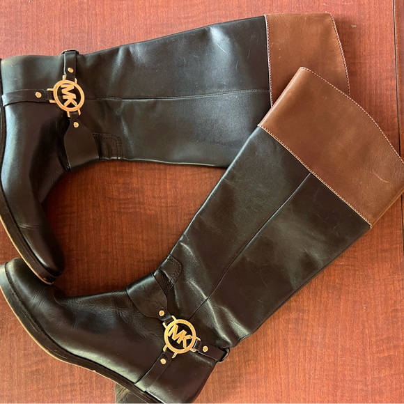Michael Kors Black and Brown Over the Knee Boots - Picture 1 of 8